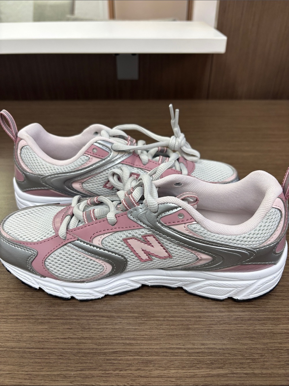 New Balance Women’s Pink & Silver Mesh Lace-Up Sneakers